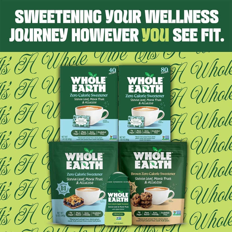Whole Earth Zero Calorie Sweetener with Stevia Leaf & Monk Fruit, 40 Packets - Image 3